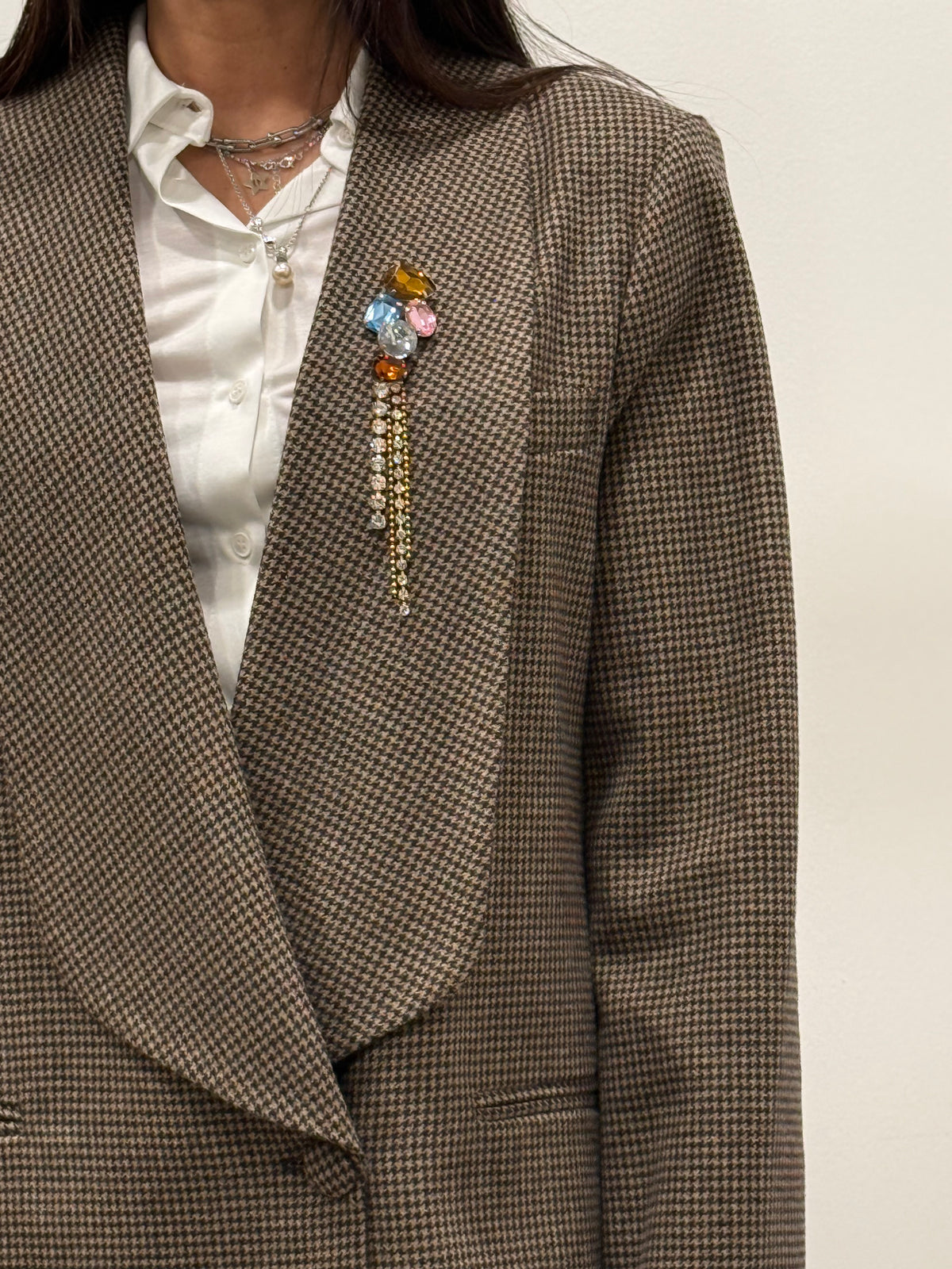 BLAZER PIED DE POULE CON SPILLA