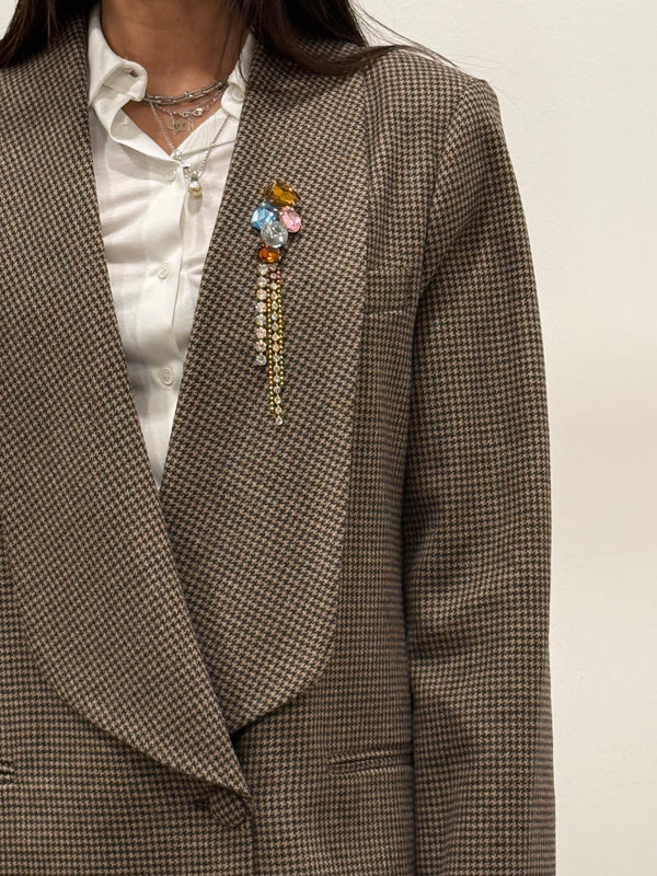 BLAZER PIED DE POULE CON SPILLA