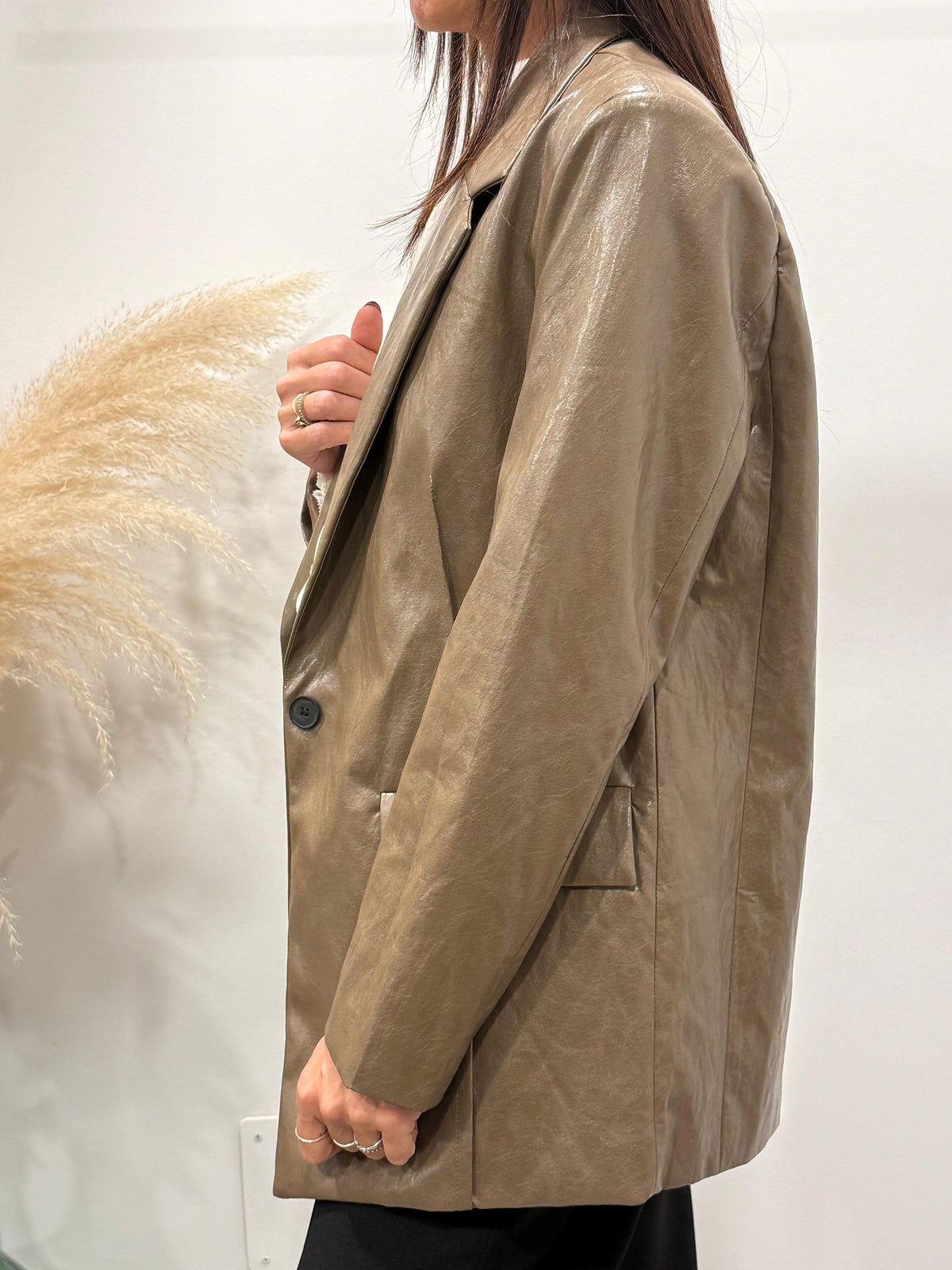 BLAZER OVERSIZE ECOPELLE LUCIDO
