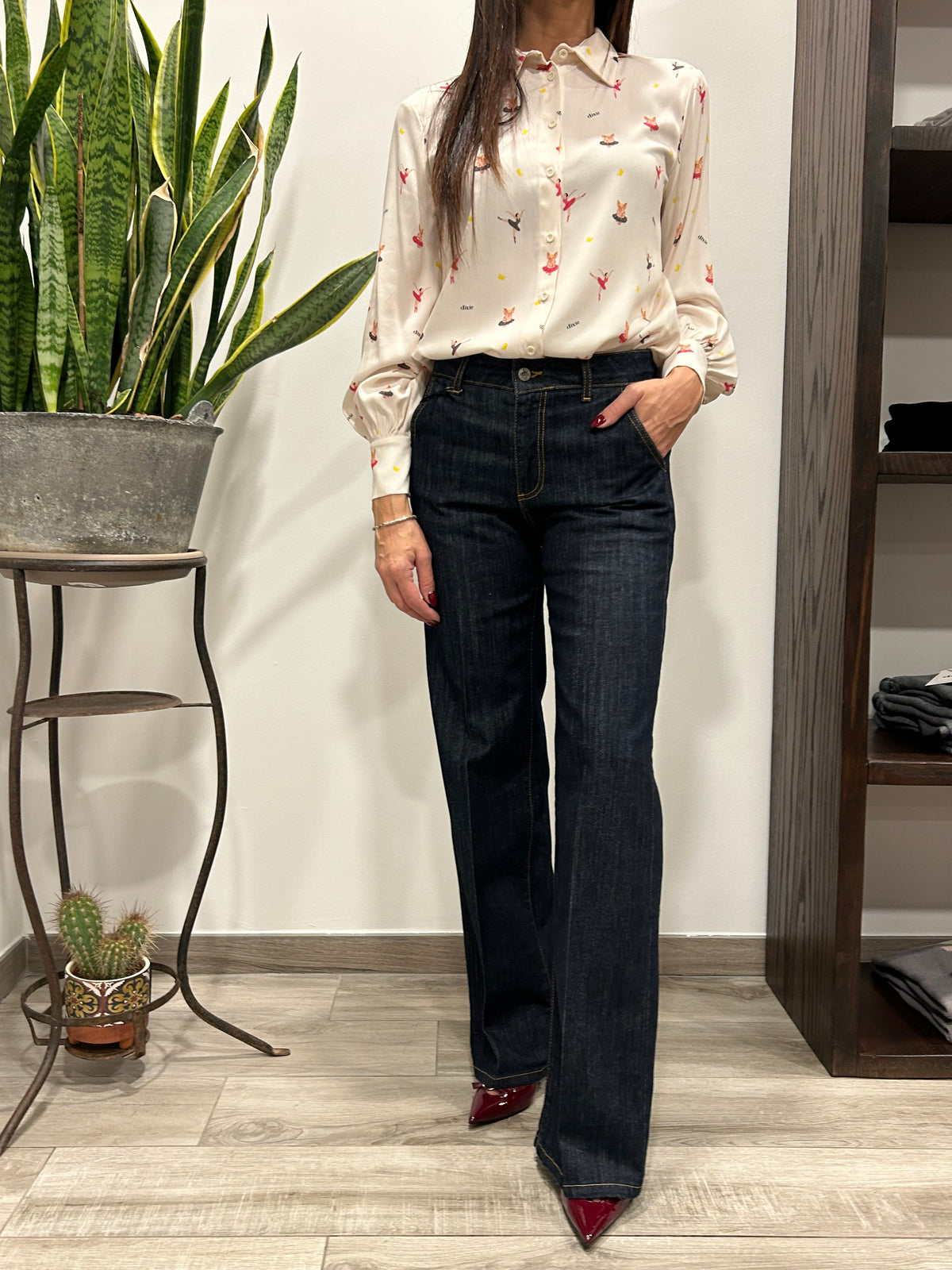 JEANS WIDE LEG CON TASCHE CHINO