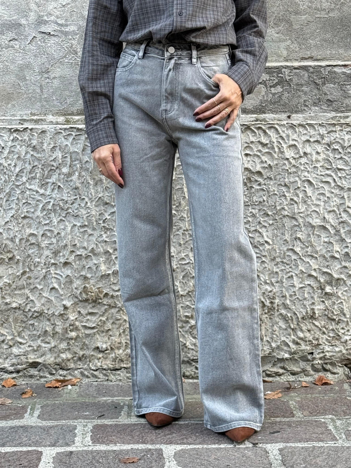 JEANS GREY GAMBA LARGA