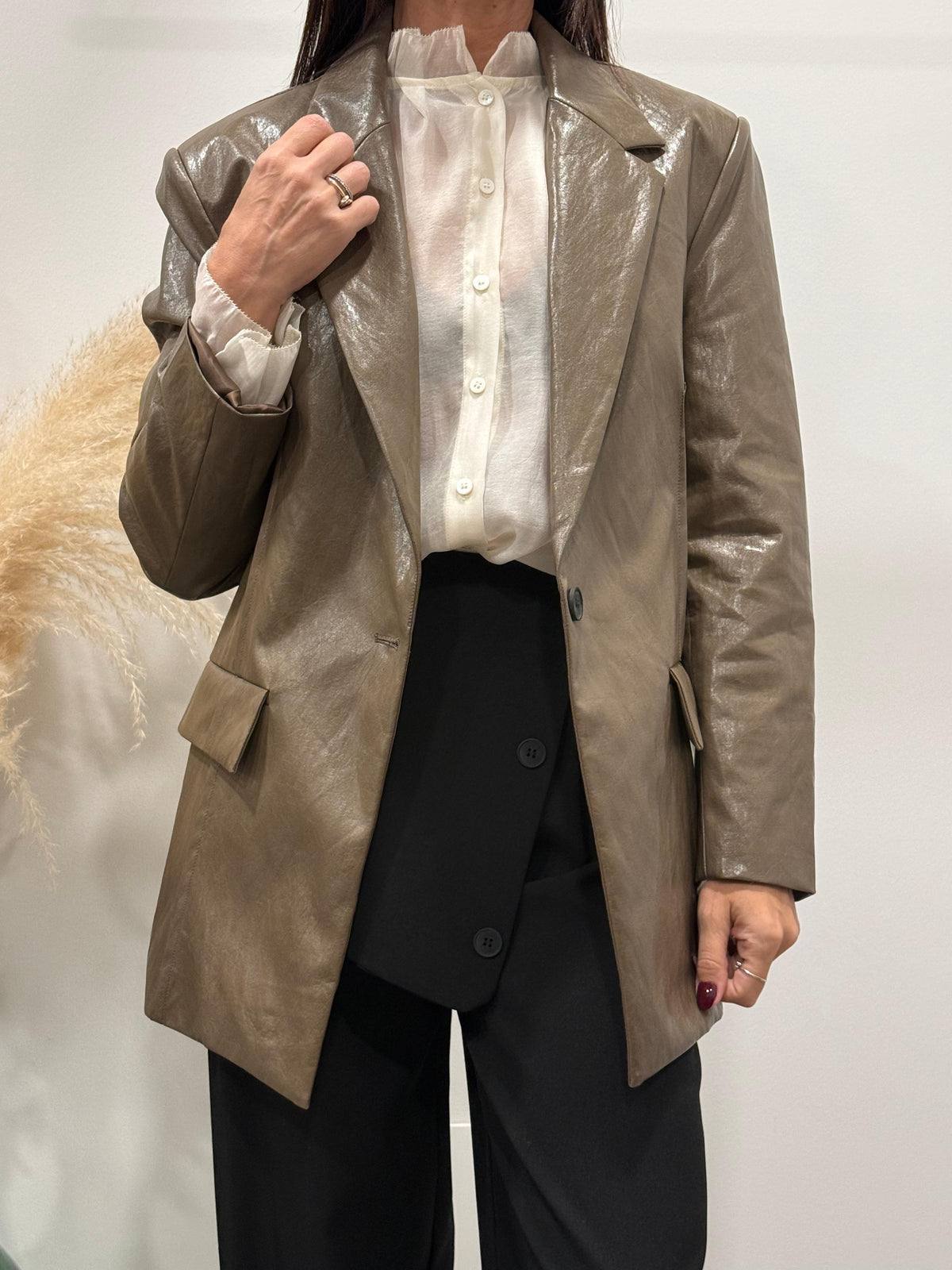 BLAZER OVERSIZE ECOPELLE LUCIDO