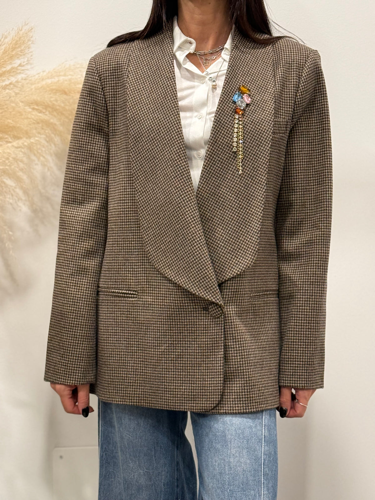 BLAZER PIED DE POULE CON SPILLA