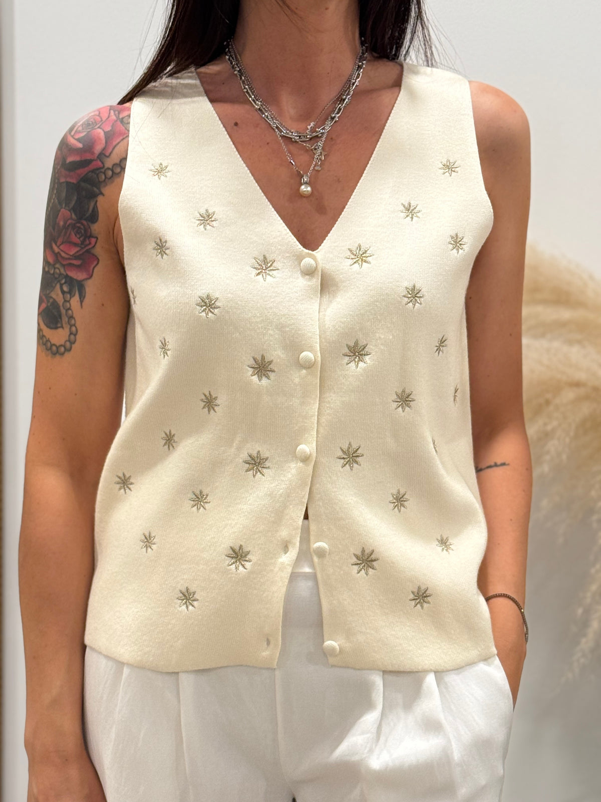 GILET MAGLIA RICAMO