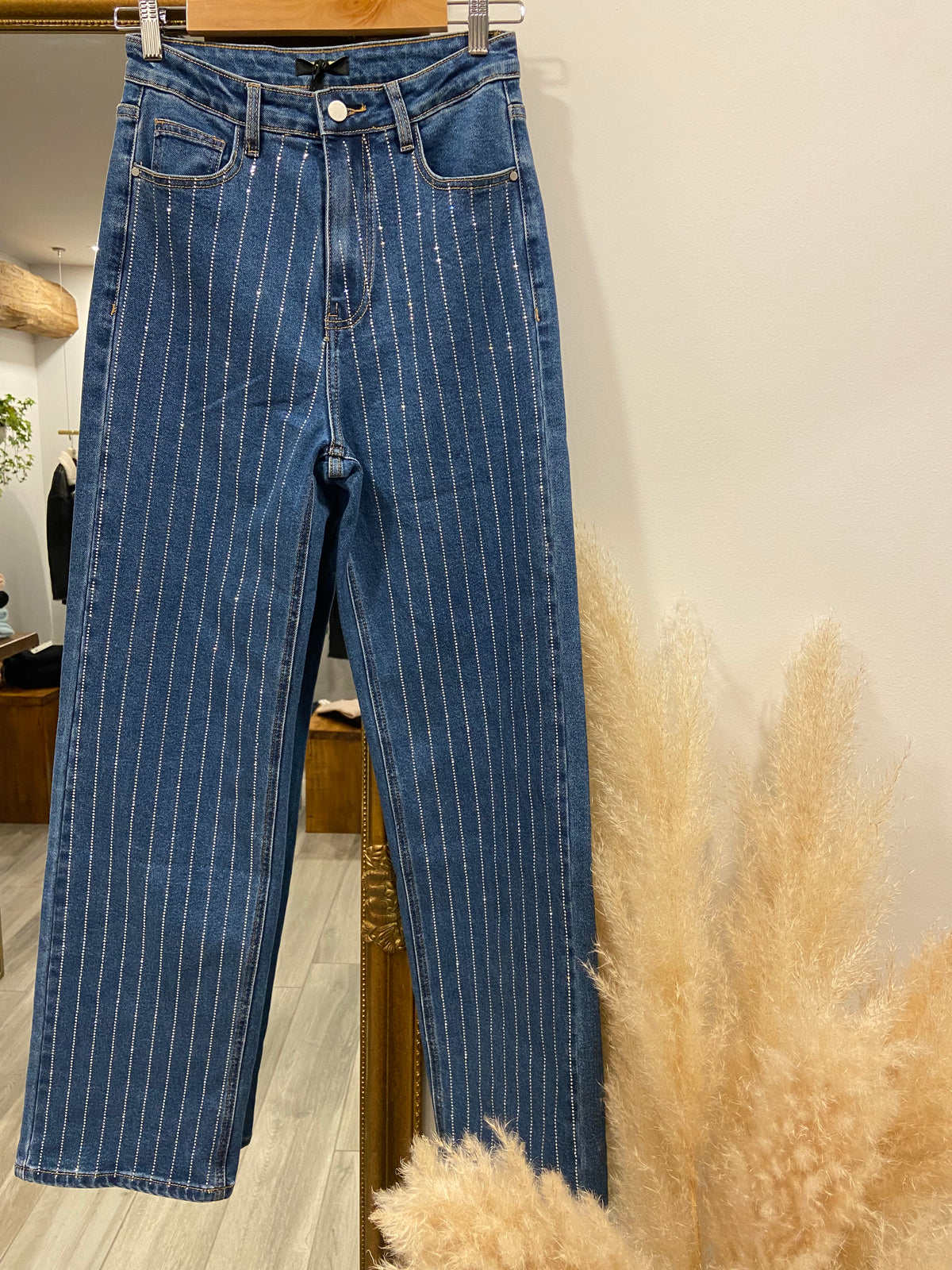 JEANS WIDE LEG CON BRILLANTINI