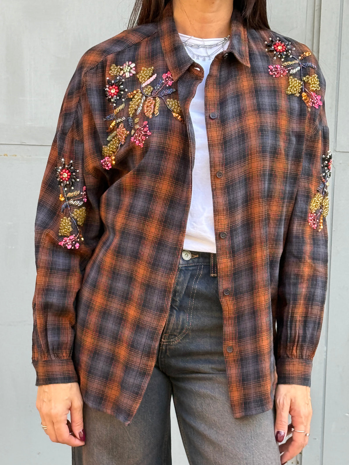 CAMICIA QUADRI RICAMI