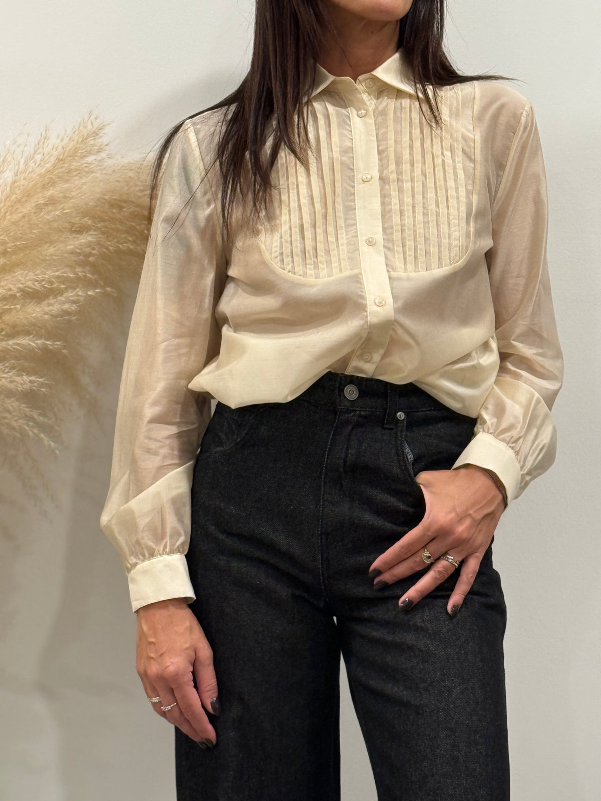 CAMICIA CON COLLETTO EFFETTO TRASPARENZA (variante colore)