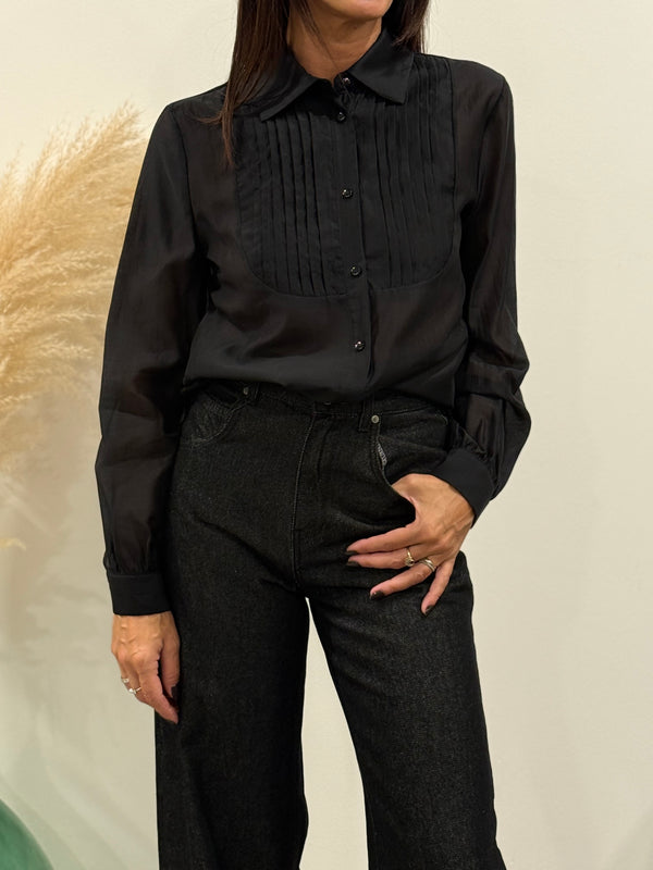 CAMICIA CON COLLETTO EFFETTO TRASPARENZA (variante colore)
